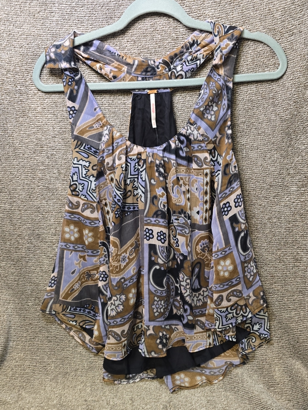 Free People Paisley & Geometric Print Sleeveless Top - Brown & Lavender